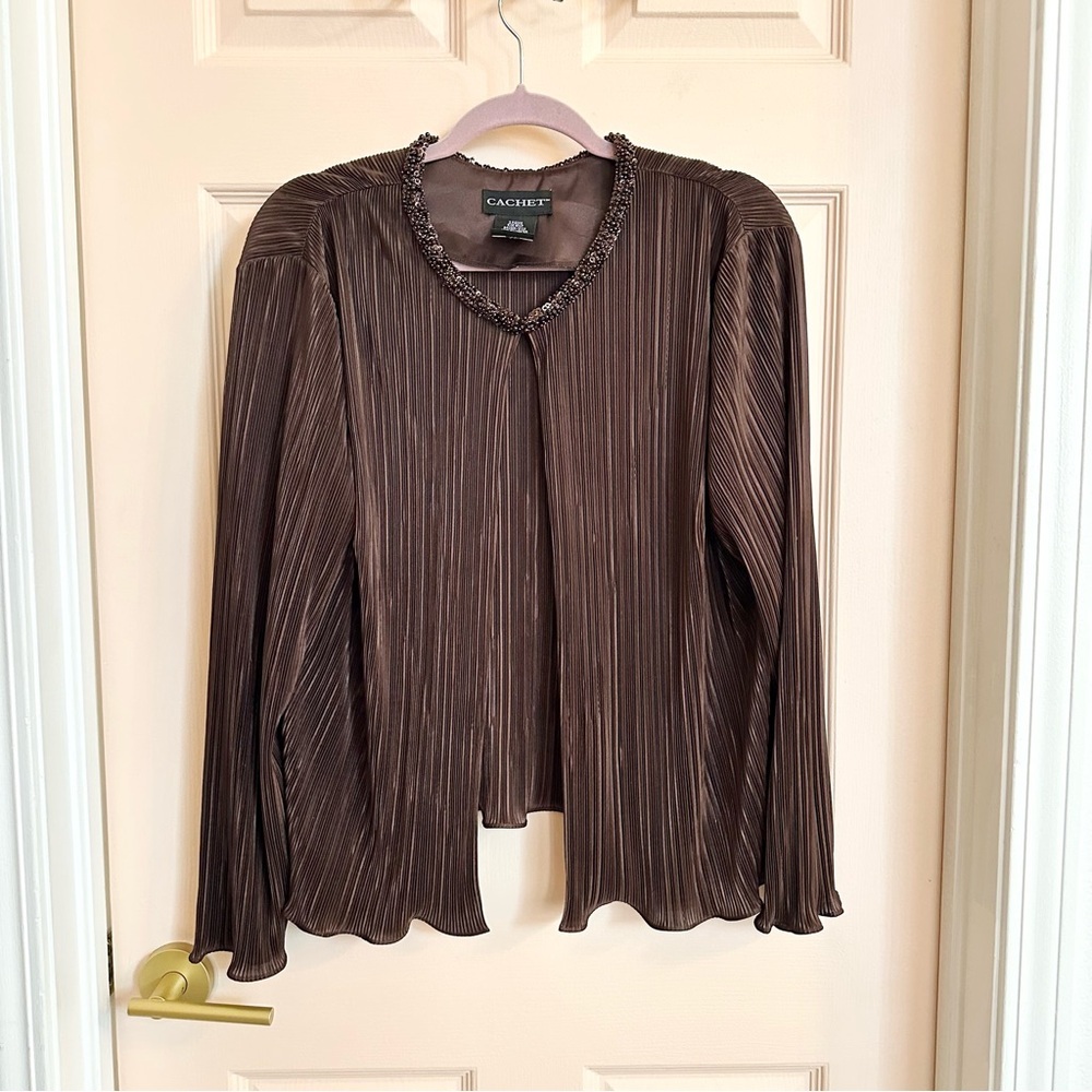 Brown beaded Cachet jacket top